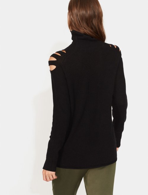 LONG SLEEVE TURTLENECK SWEATER WITH CUT OUTS