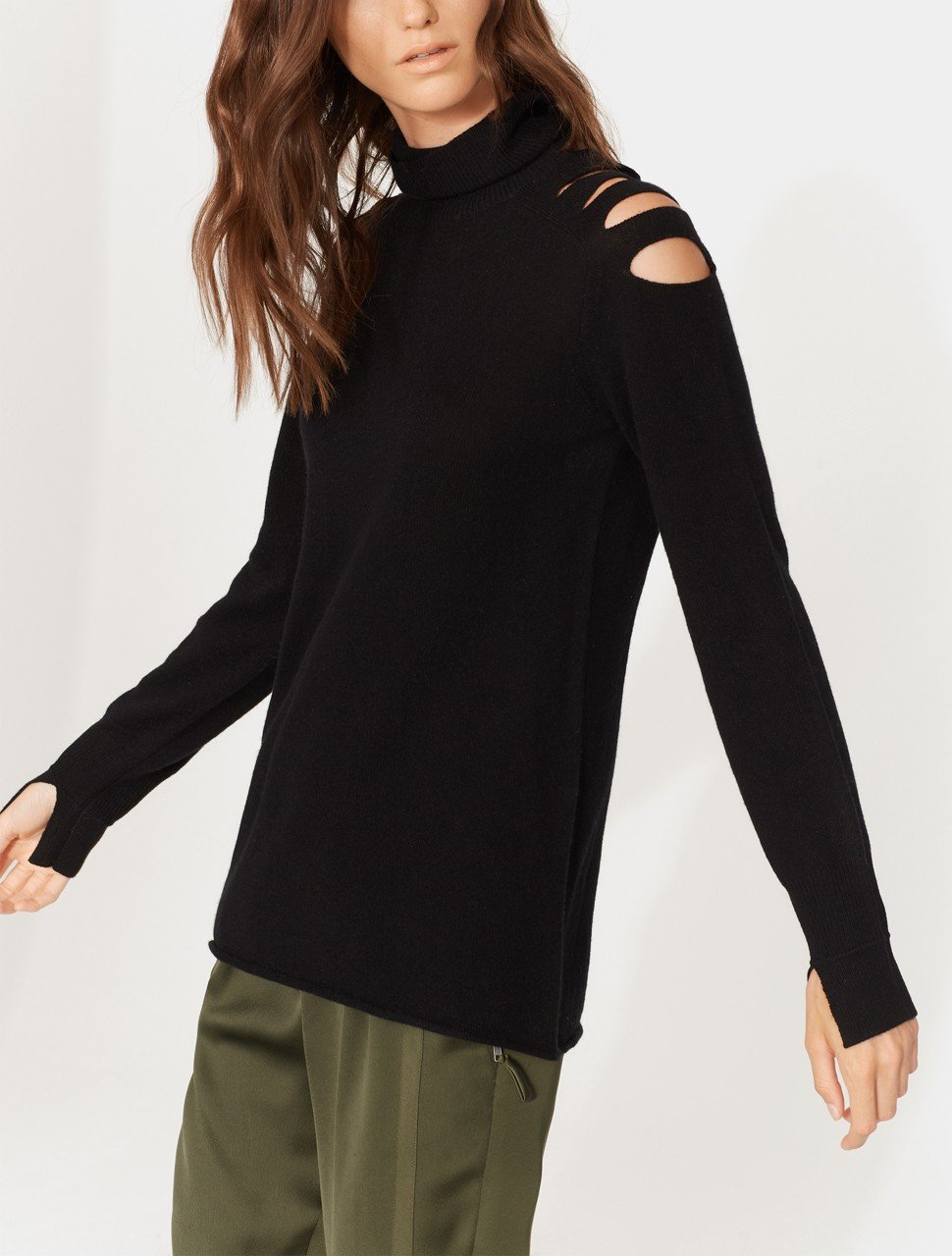 LONG SLEEVE TURTLENECK SWEATER WITH CUT OUTS LONG SLEEVE TURTLENECK SWEATER WITH CUT OUTS