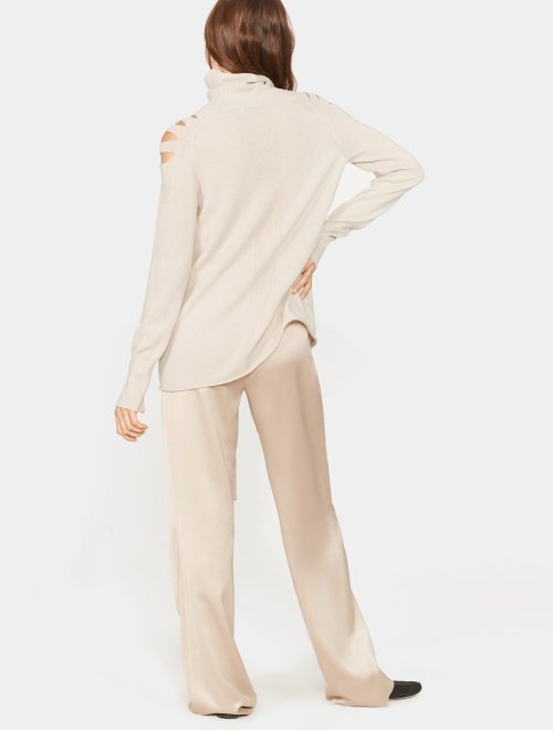 LONG SLEEVE TURTLENECK SWEATER WITH CUT OUTS