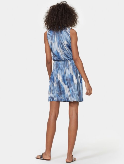 SLEEVELESS SMOCKED WAIST DRESS