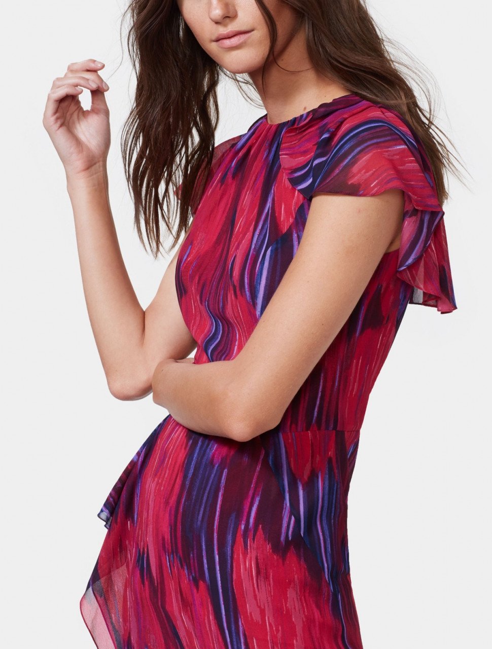 FLUTTER SLEEVE PRINTED GEORGETTE DRESS FLUTTER SLEEVE PRINTED GEORGETTE DRESS