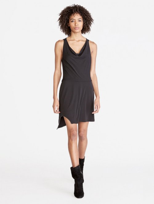 VESTIDO JERSEY DRAPEADO CON ADORNO CADENA