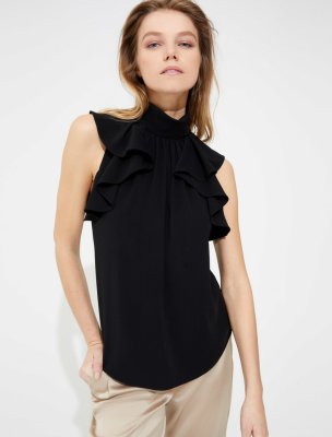 MOCK NECK TOP WITH FLOUNCE DETAIL MOCK NECK TOP WITH FLOUNCE DETAIL