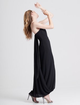 STRAPLESS DRAPED BACK GEORGETTE GOWN STRAPLESS DRAPED BACK GEORGETTE GOWN