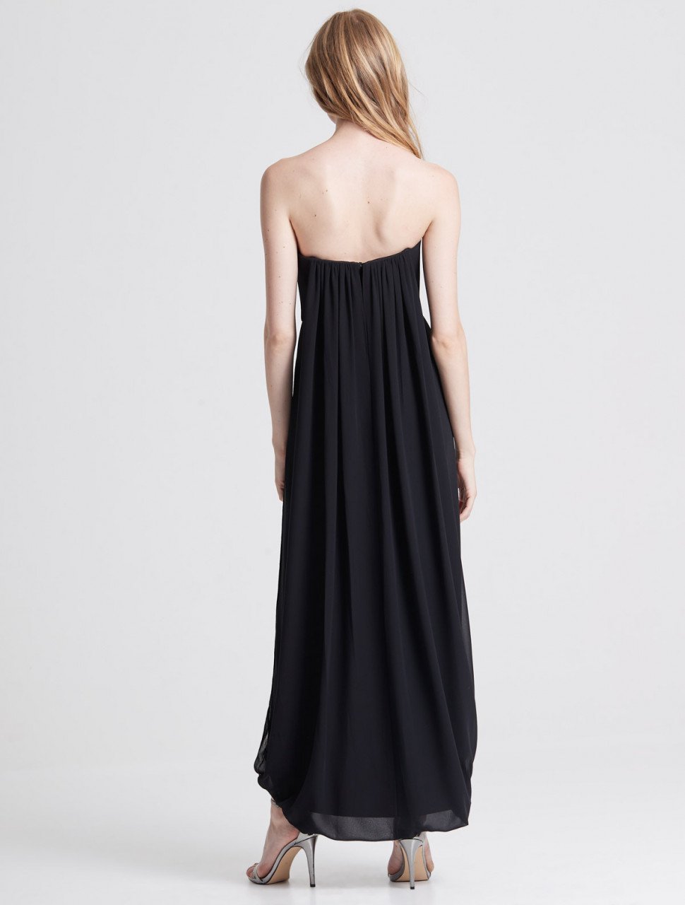 STRAPLESS DRAPED BACK GEORGETTE GOWN STRAPLESS DRAPED BACK GEORGETTE GOWN