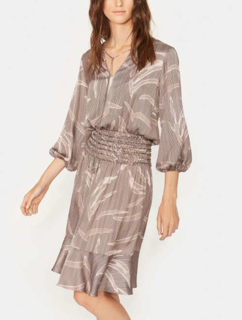 VESTIDO CINTURA CORRUGADA MANGA LARGA