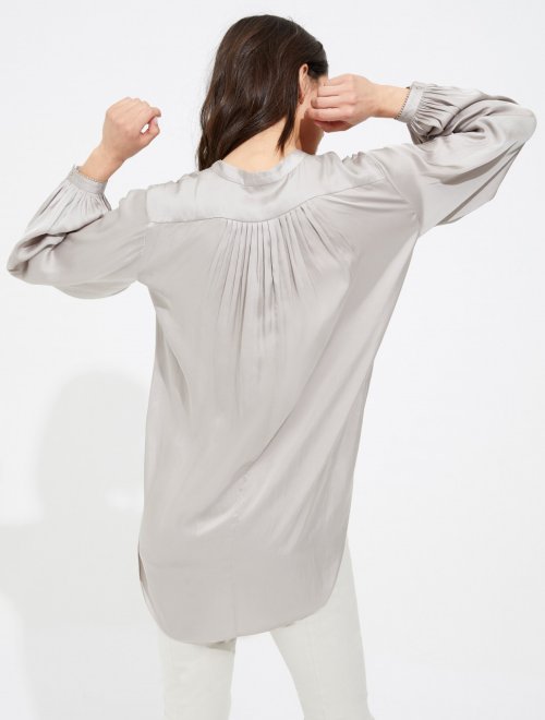BLOUSON SLEEVE MEMORY SATIN TOP