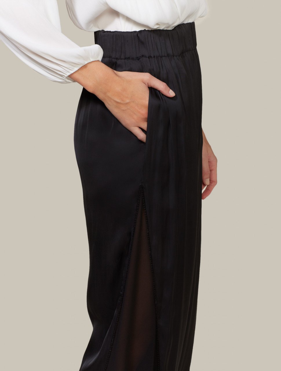 FLOWY SHEER SIDE PANEL PANT FLOWY SHEER SIDE PANEL PANT