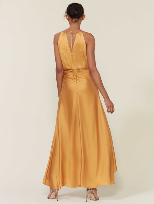 RUCHED MEMORY SATIN GOWN