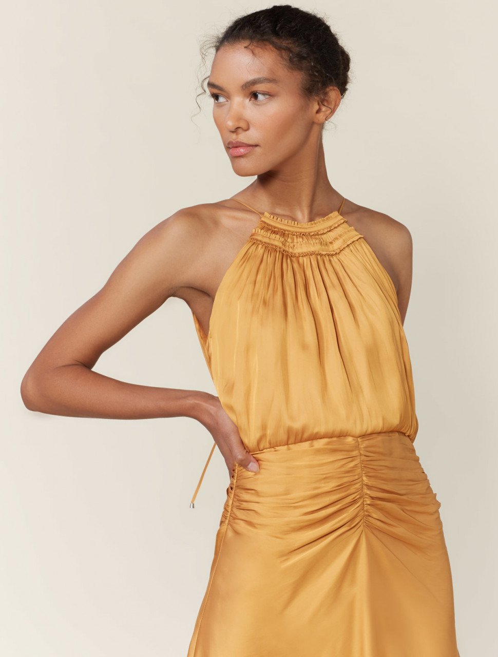 RUCHED MEMORY SATIN GOWN RUCHED MEMORY SATIN GOWN