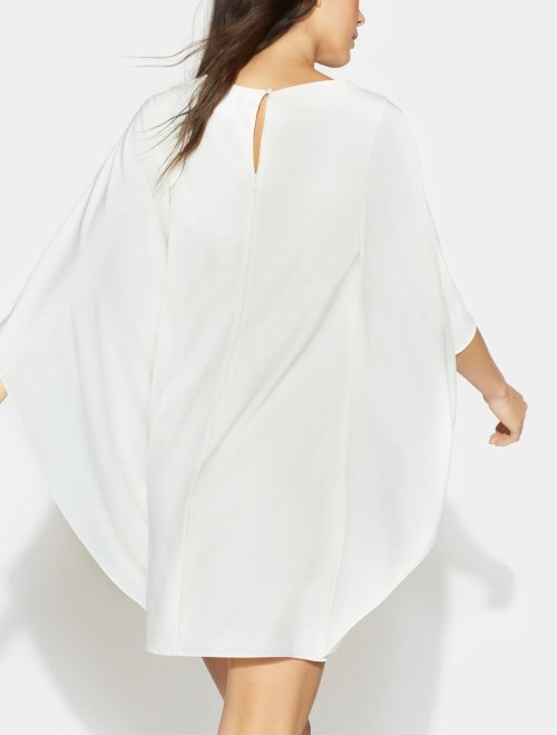 VESTIDO CREPE DRAPEADO CON FLUÍDO ASIMÉTRICO