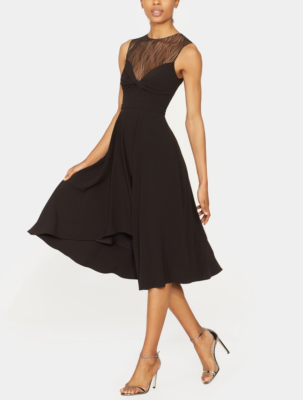 SLEEVELESS KNOT FRONT LACE DETAIL DRESS SLEEVELESS KNOT FRONT LACE DETAIL DRESS
