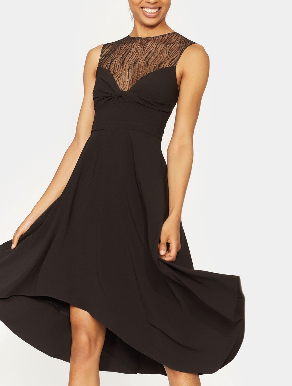 SLEEVELESS KNOT FRONT LACE DETAIL DRESS SLEEVELESS KNOT FRONT LACE DETAIL DRESS