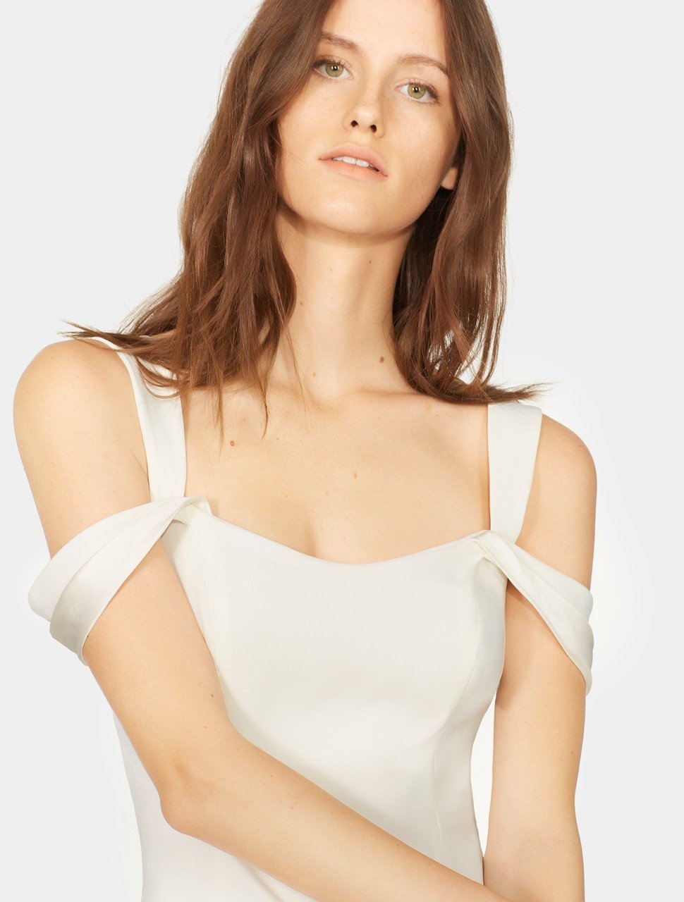 Cold Shoulder Open Neck Slim Crepe Dress Cold Shoulder Open Neck Slim Crepe Dress