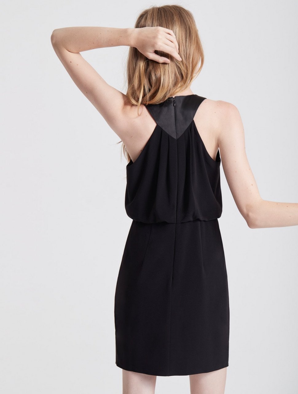 SATIN INSERT CREPE MINI DRESS SATIN INSERT CREPE MINI DRESS