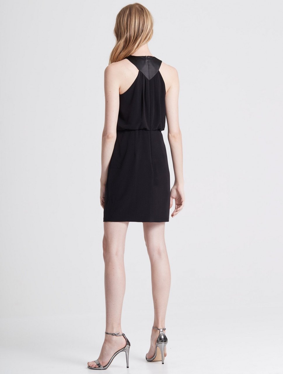 SATIN INSERT CREPE MINI DRESS SATIN INSERT CREPE MINI DRESS