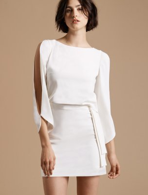 LONG SLIT SLEEVE CREPE DRESS LONG SLIT SLEEVE CREPE DRESS