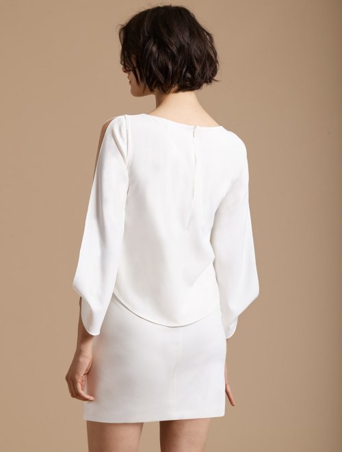 LONG SLIT SLEEVE CREPE DRESS