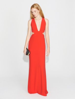 VESTIDO DE CREPE MINIMALISTA CON ABERTURAS LATERALES VESTIDO DE CREPE MINIMALISTA CON ABERTURAS LATERALES