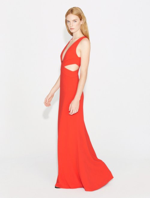 VESTIDO DE CREPE MINIMALISTA CON ABERTURAS LATERALES