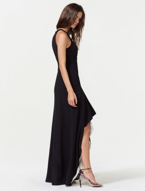COLORBLOCKED GOWN WITH RUCHING