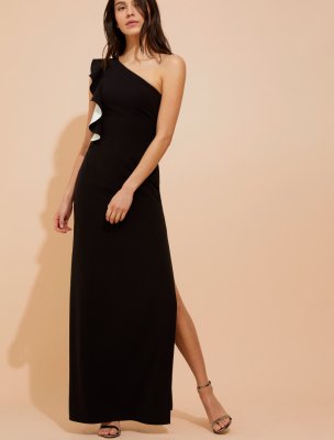 ASYMMETRIC FLOUNCE CREPE GOWN ASYMMETRIC FLOUNCE CREPE GOWN