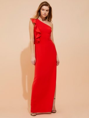 ASYMMETRIC FLOUNCE CREPE GOWN ASYMMETRIC FLOUNCE CREPE GOWN