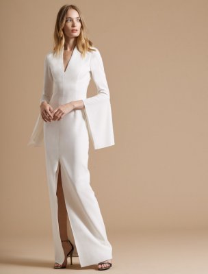 FLOUNCE SLEEVE CREPE GOWN FLOUNCE SLEEVE CREPE GOWN