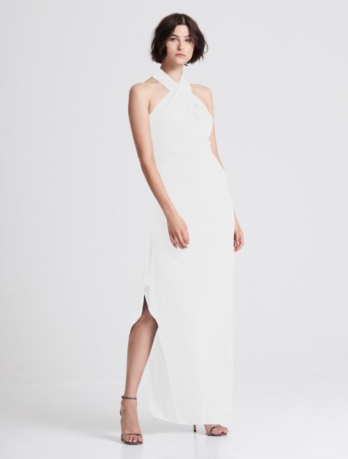 ICONIC CROSS NECK CREPE GOWN