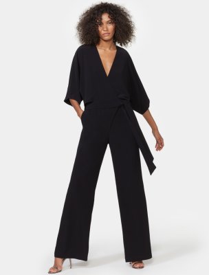 WRAP FRONT FLOWY CREPE JUMPSUIT WRAP FRONT FLOWY CREPE JUMPSUIT