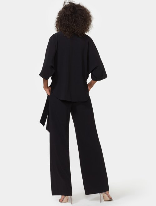 WRAP FRONT FLOWY CREPE JUMPSUIT