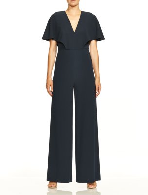Flowy Cape Sleeve V Neck Wide Leg Jumpsuit Flowy Cape Sleeve V Neck Wide Leg Jumpsuit