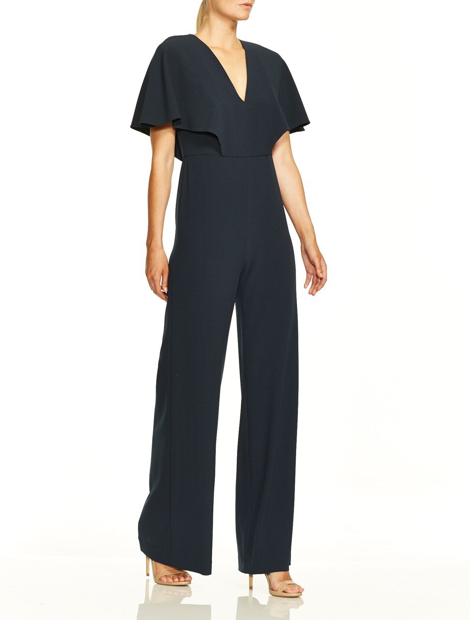 Flowy Cape Sleeve V Neck Wide Leg Jumpsuit Flowy Cape Sleeve V Neck Wide Leg Jumpsuit