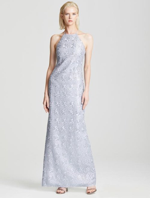 MINIMAL METALLIC EMBROIDERED GOWN