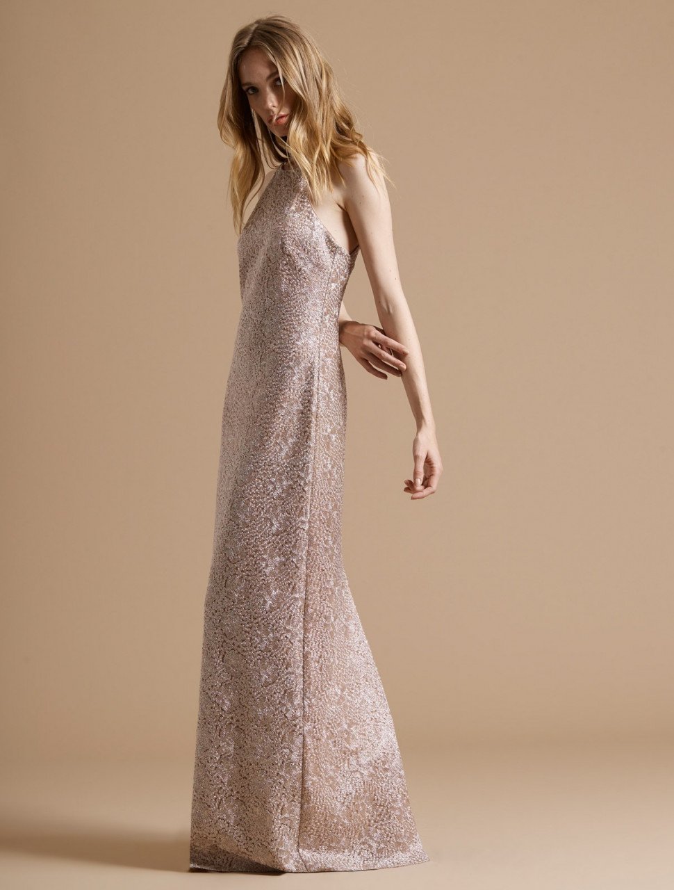 MINIMAL METALLIC EMBROIDERED GOWN MINIMAL METALLIC EMBROIDERED GOWN