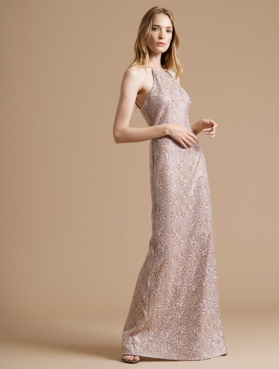 MINIMAL METALLIC EMBROIDERED GOWN MINIMAL METALLIC EMBROIDERED GOWN