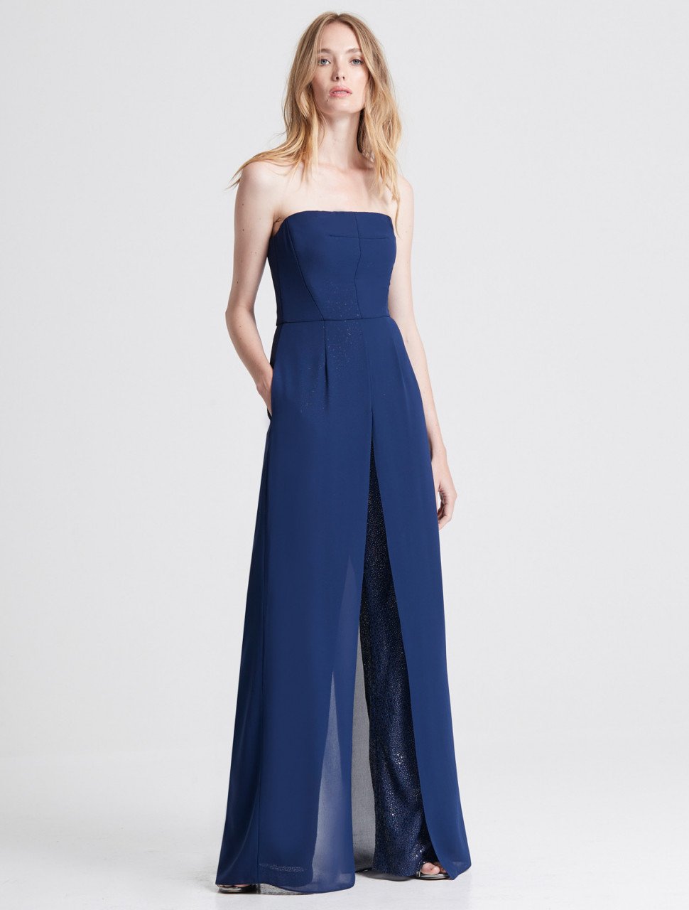 GEORGETTE OVERLAY SEQUINED JUMPSUIT GEORGETTE OVERLAY SEQUINED JUMPSUIT
