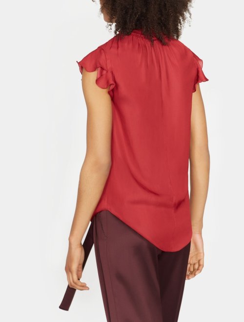 TOP CUELLO ALTO CORRUGADO MANGA ALETEO
