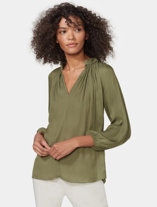 LONG SLEEVE RUCHED NECK TOP
