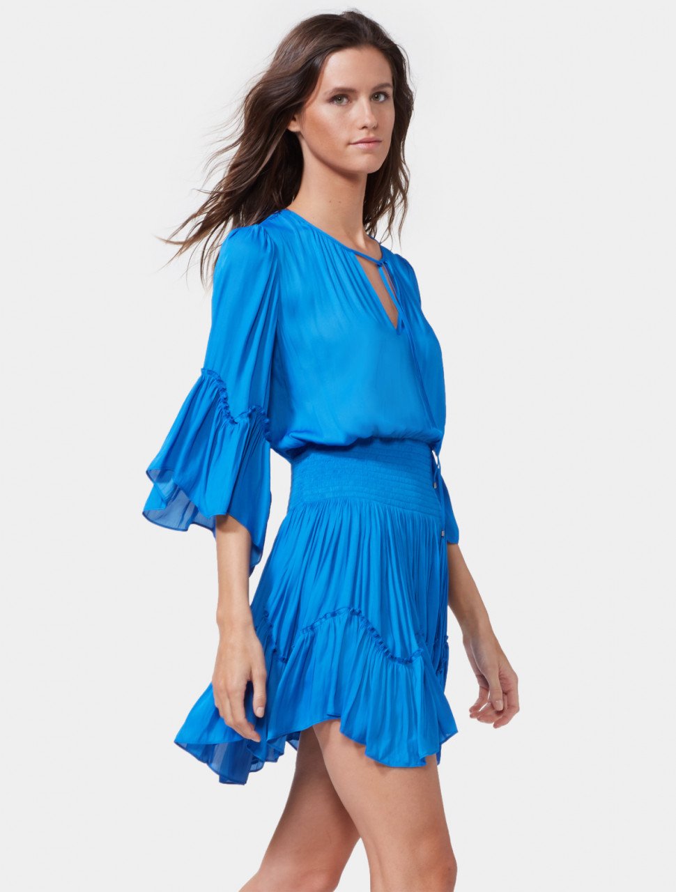 FLOWY SLEEVE SMOCKED WAIST DRESS FLOWY SLEEVE SMOCKED WAIST DRESS