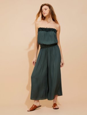 SMOCKED FLOWY MEMORY GEORGETTE JUMPSUIT SMOCKED FLOWY MEMORY GEORGETTE JUMPSUIT