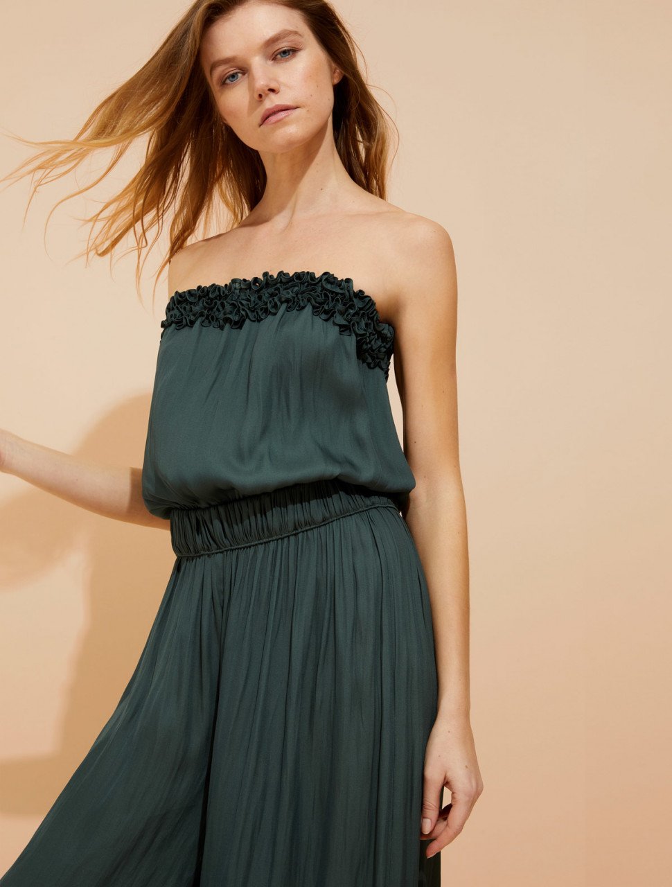 SMOCKED FLOWY MEMORY GEORGETTE JUMPSUIT SMOCKED FLOWY MEMORY GEORGETTE JUMPSUIT