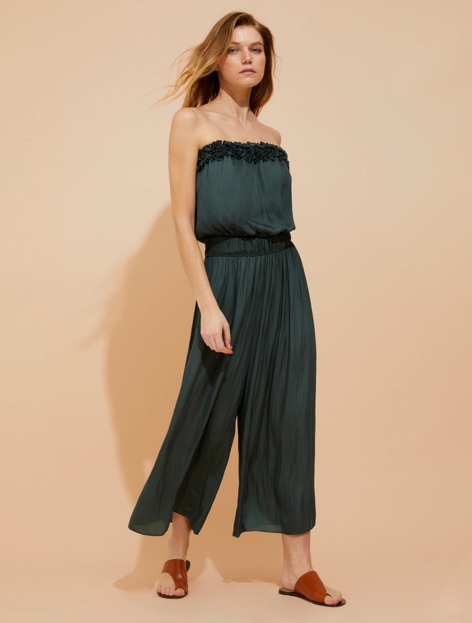 SMOCKED FLOWY MEMORY GEORGETTE JUMPSUIT SMOCKED FLOWY MEMORY GEORGETTE JUMPSUIT