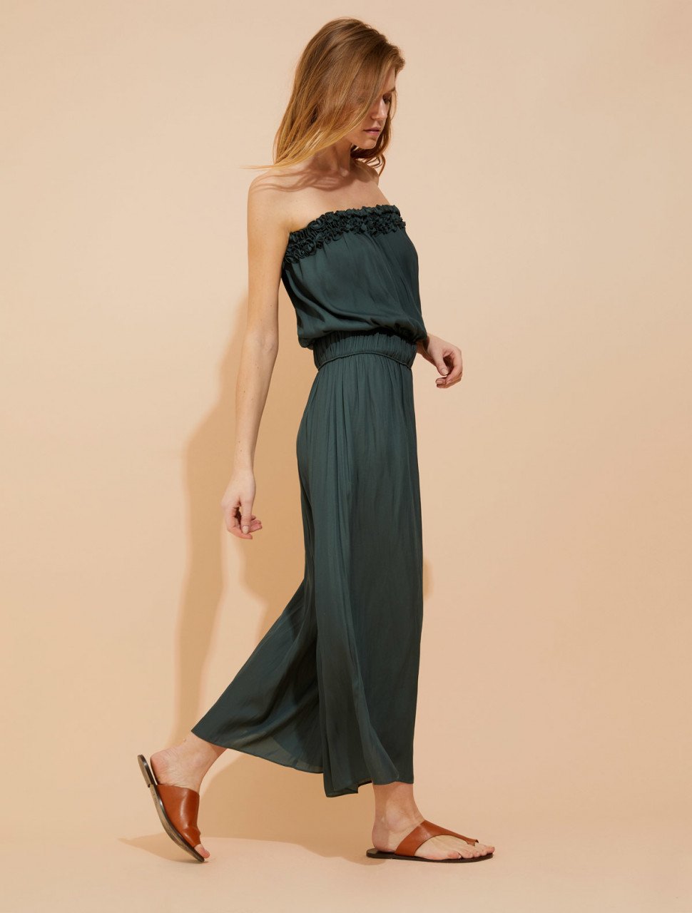 SMOCKED FLOWY MEMORY GEORGETTE JUMPSUIT SMOCKED FLOWY MEMORY GEORGETTE JUMPSUIT