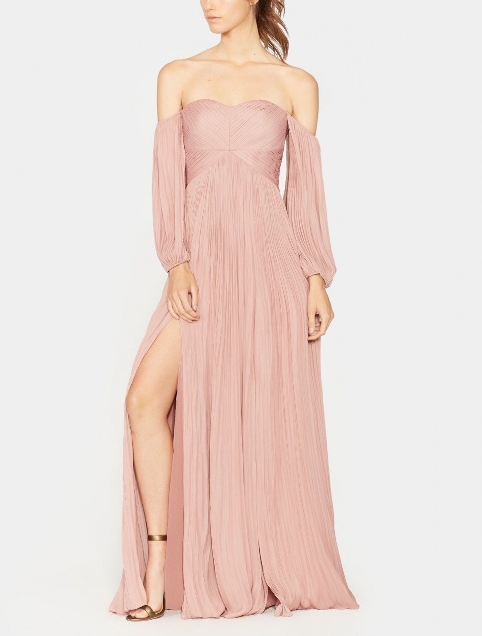 VESTIDO PLISADO HOMBROS DESCUBIERTOS VESTIDO PLISADO HOMBROS DESCUBIERTOS
