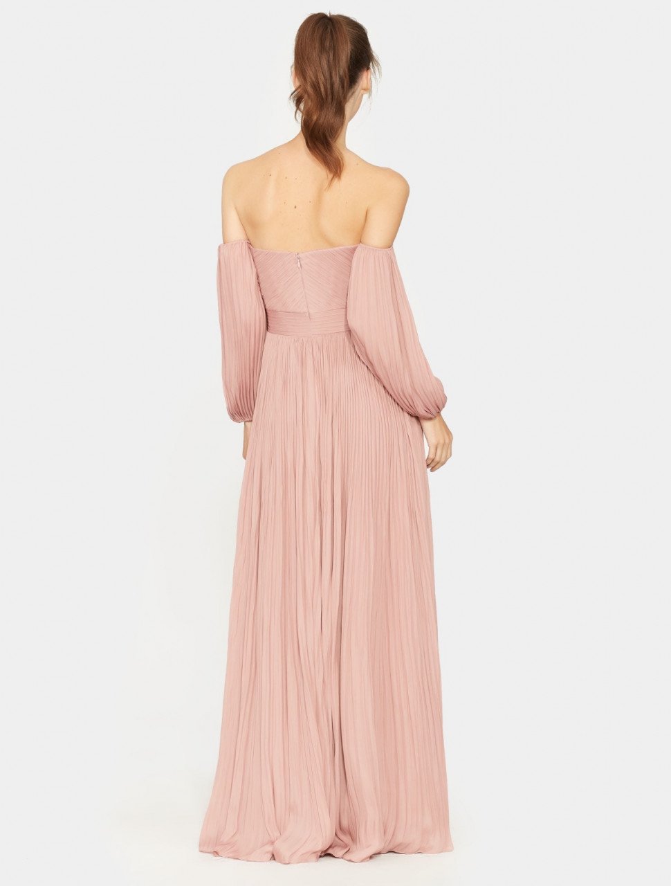 VESTIDO PLISADO HOMBROS DESCUBIERTOS VESTIDO PLISADO HOMBROS DESCUBIERTOS