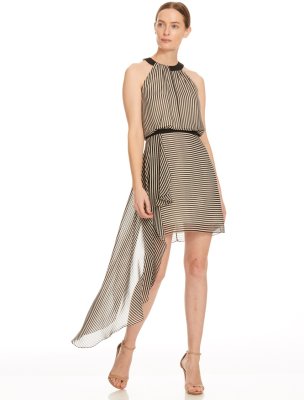 SLEEVELESS HIGH NECK ASYMMETRIC DRAPE DRESS SLEEVELESS HIGH NECK ASYMMETRIC DRAPE DRESS