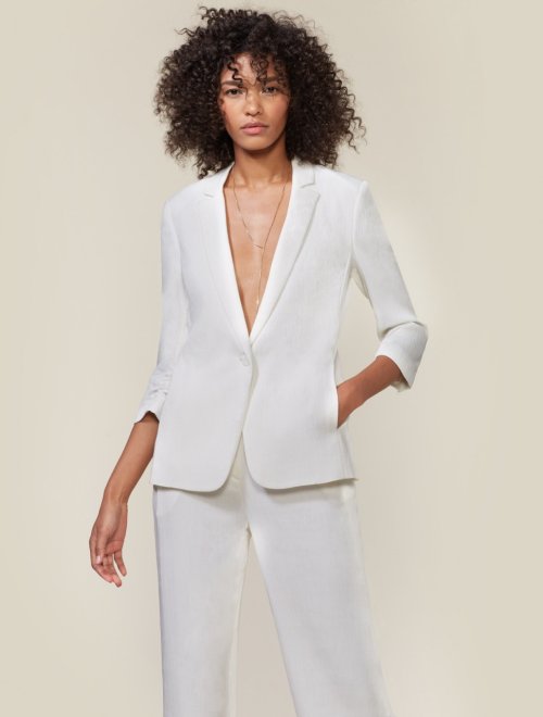 3/4 SLEEVE CRINKLE CREPE BLAZER