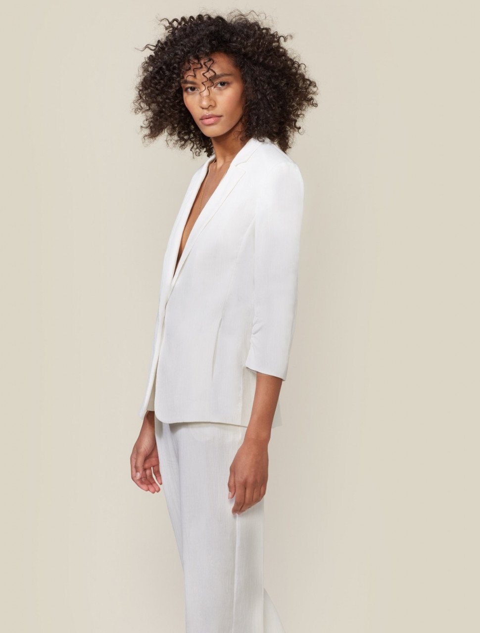 3/4 SLEEVE CRINKLE CREPE BLAZER 3/4 SLEEVE CRINKLE CREPE BLAZER