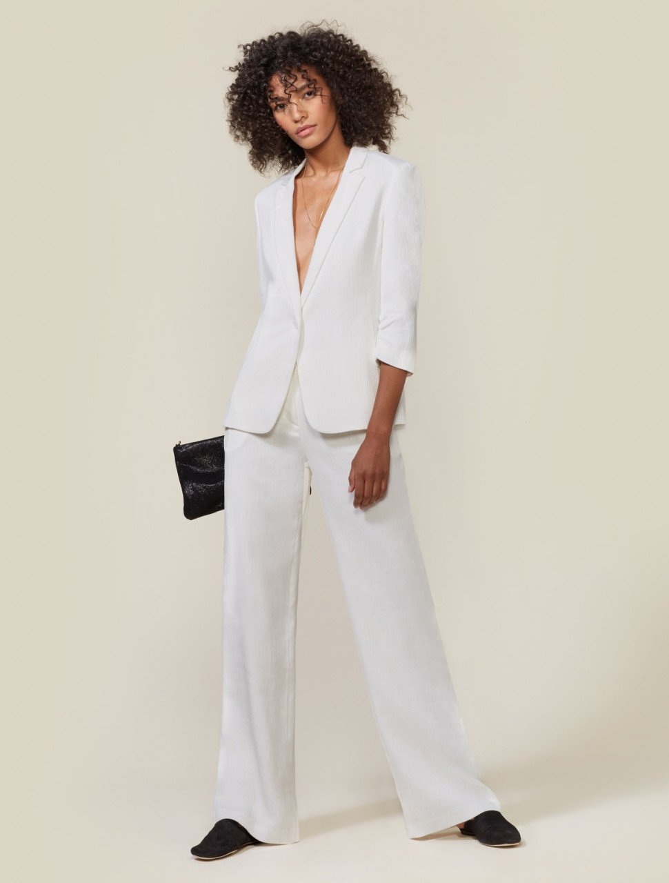 3/4 SLEEVE CRINKLE CREPE BLAZER 3/4 SLEEVE CRINKLE CREPE BLAZER